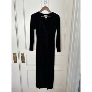 Vintage Y2K Robbie Bee Velvet Maxi Dress Womens Size 6 Black Whimsigoth Vamp